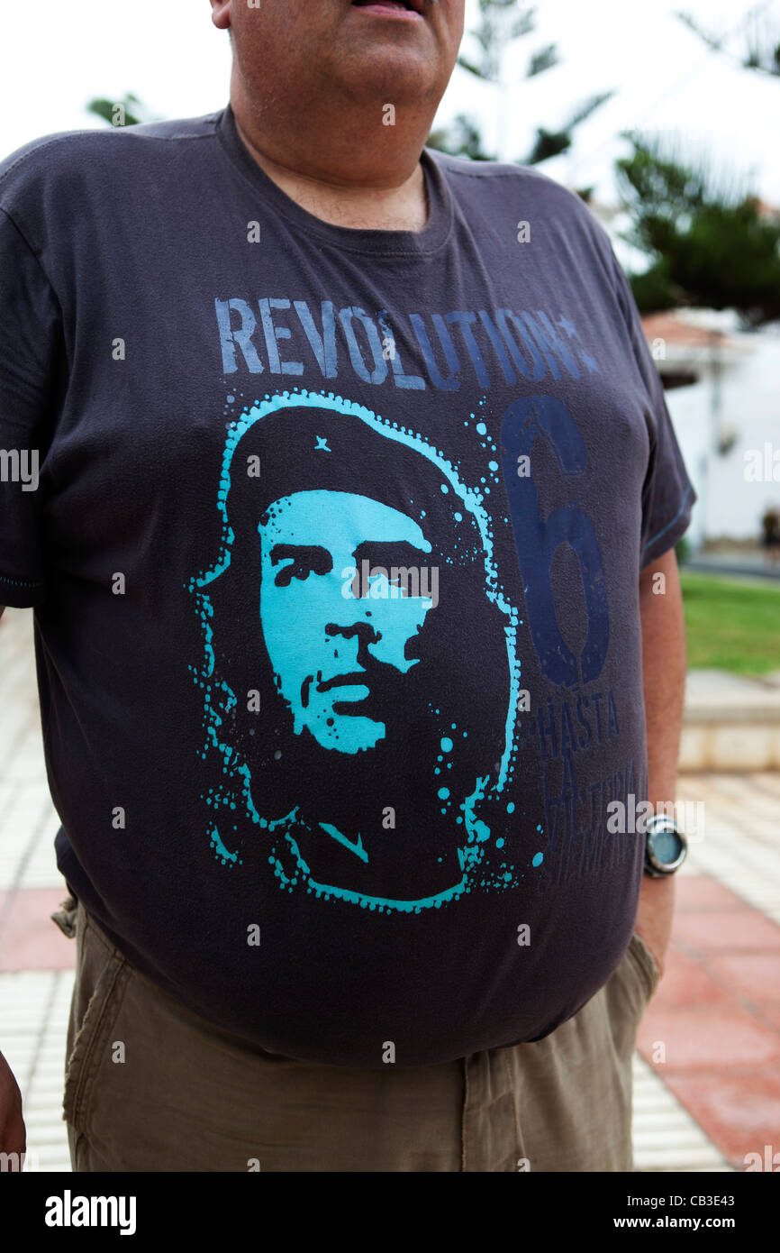 A man with Che Guevara on his shirt, Tenerife, Canary Islands, Spain. Stock Photo