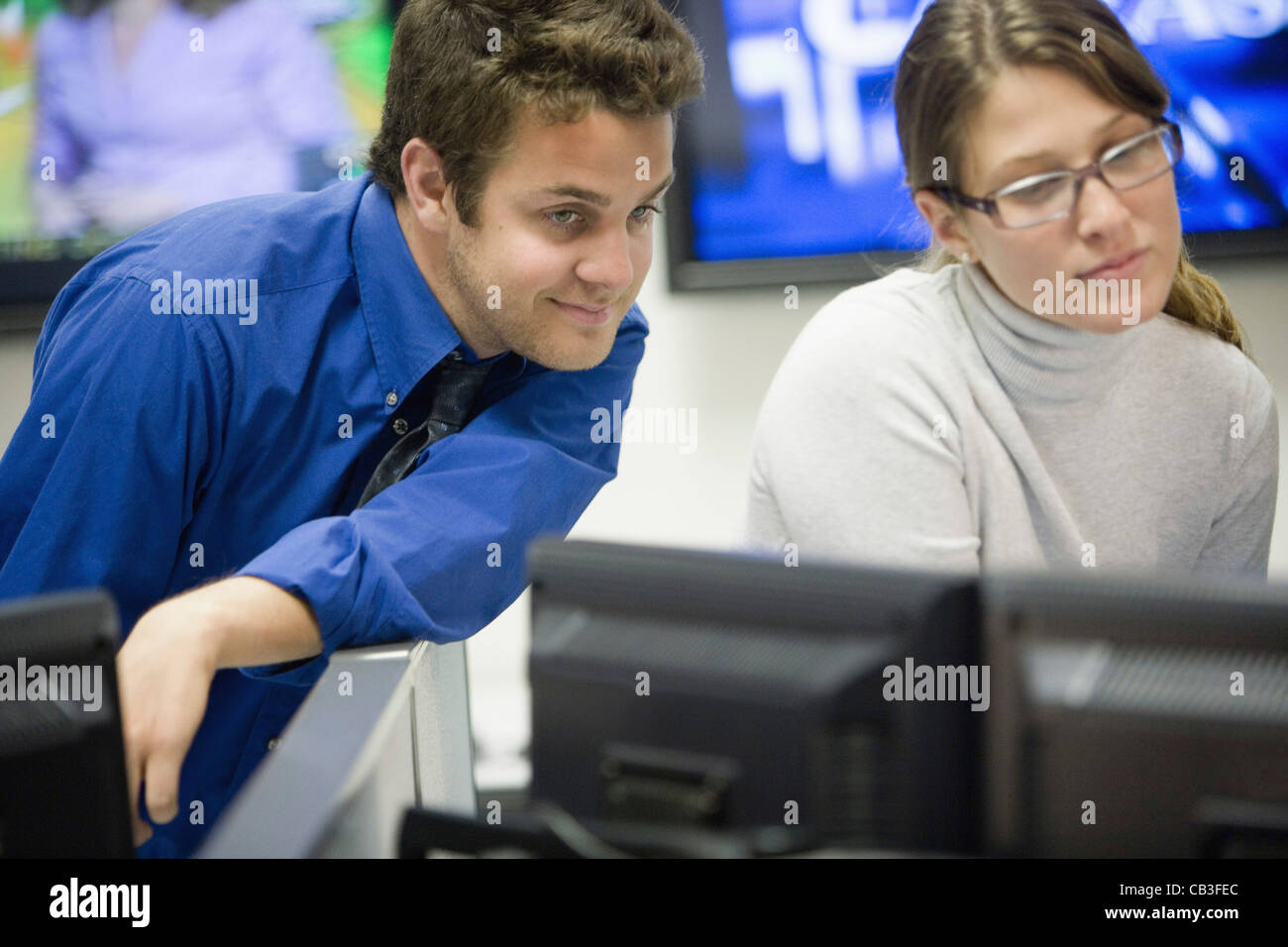 Woman glasses looking monitor hi-res stock photography and images - Alamy