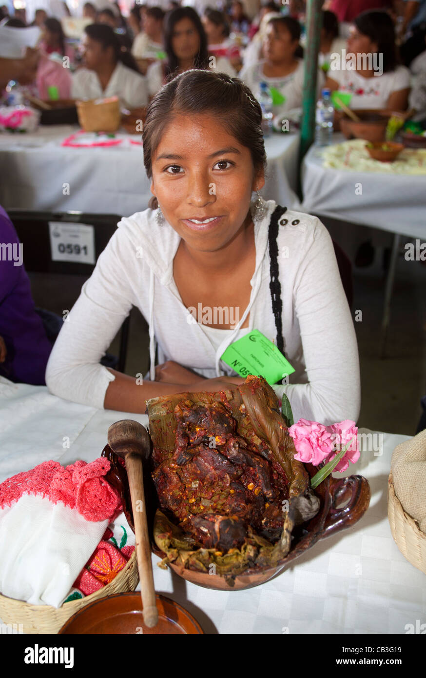 Young Chef at the Festival Gastronomica Santiago de Anaya Hidalgo Mexico Stock Photo