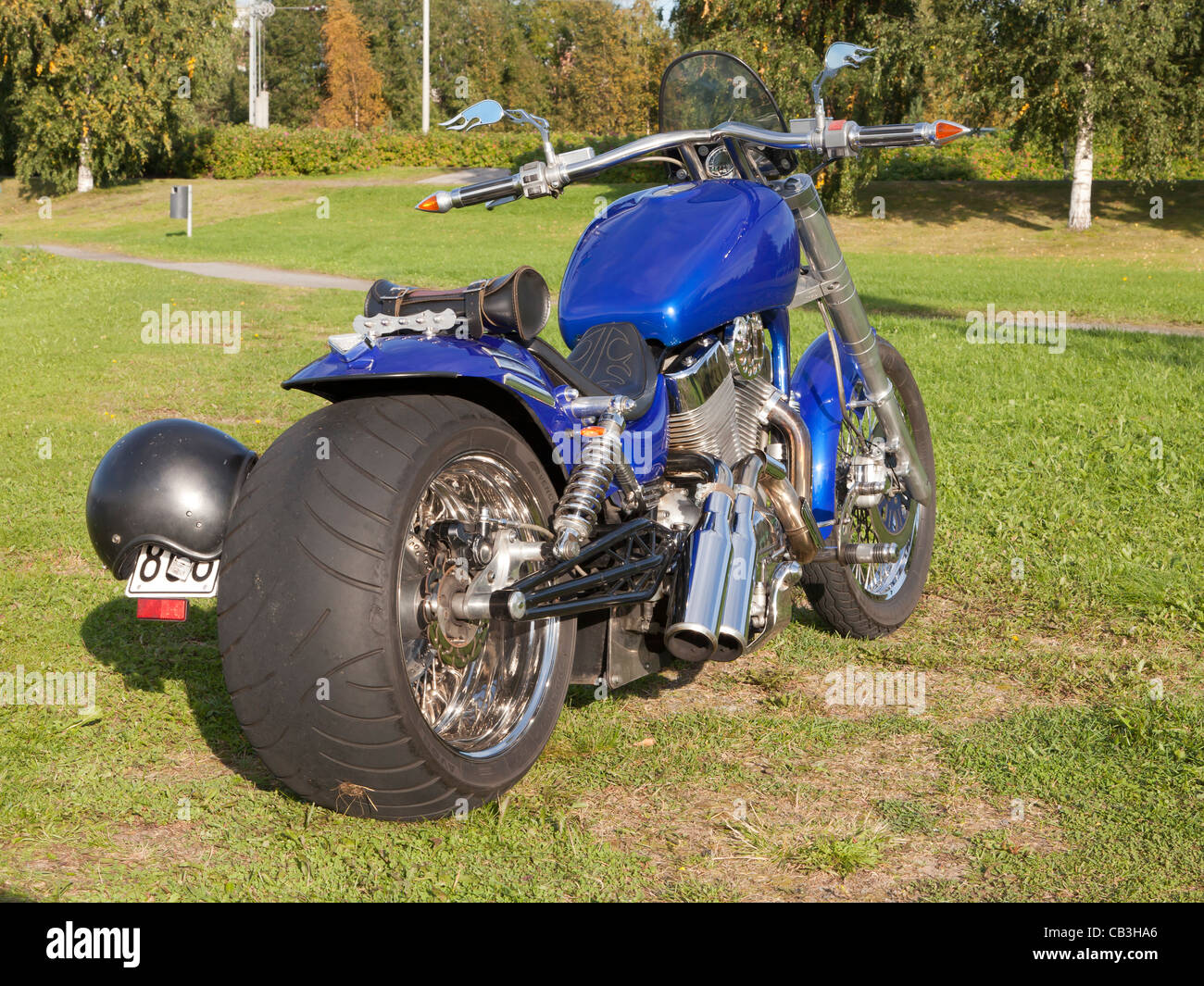 Suzuki Intruder motorcycle by the park in summer. Stock Photo
