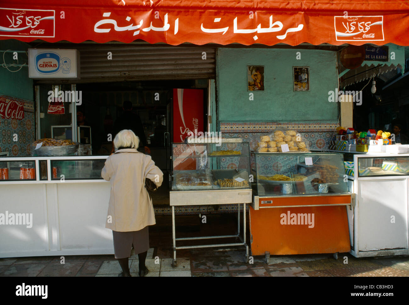 Tunis Tunisia Rue De La Kasbah Patisserie Stall Coca Cola Stock Photo