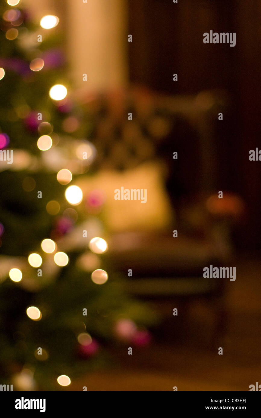 An out of focus Christmas Scene. A view after having a few to many drinks at Christmas time. Stock Photo