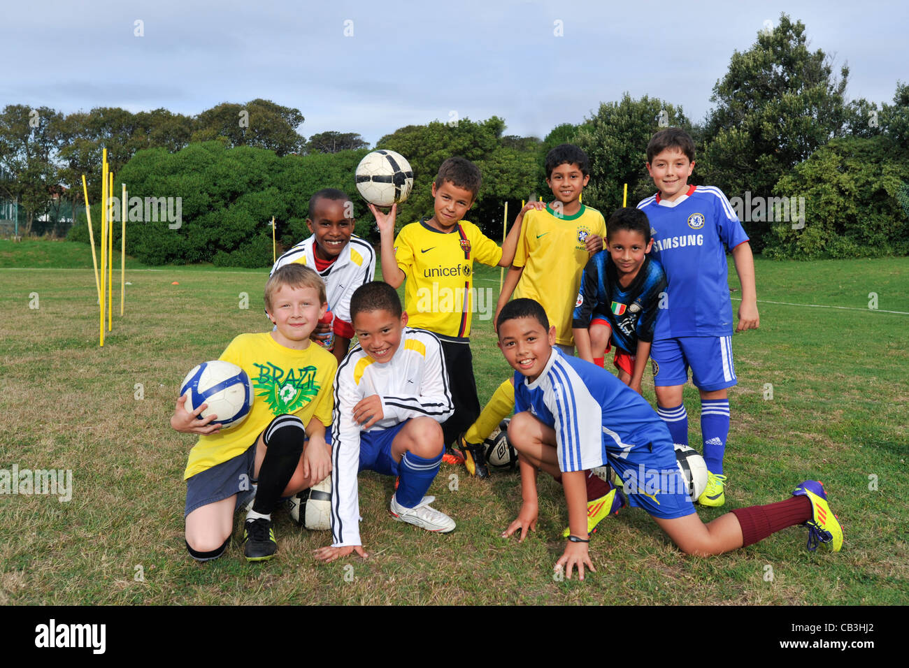 Football youth team players Cape Town South Africa Stock Photo Alamy