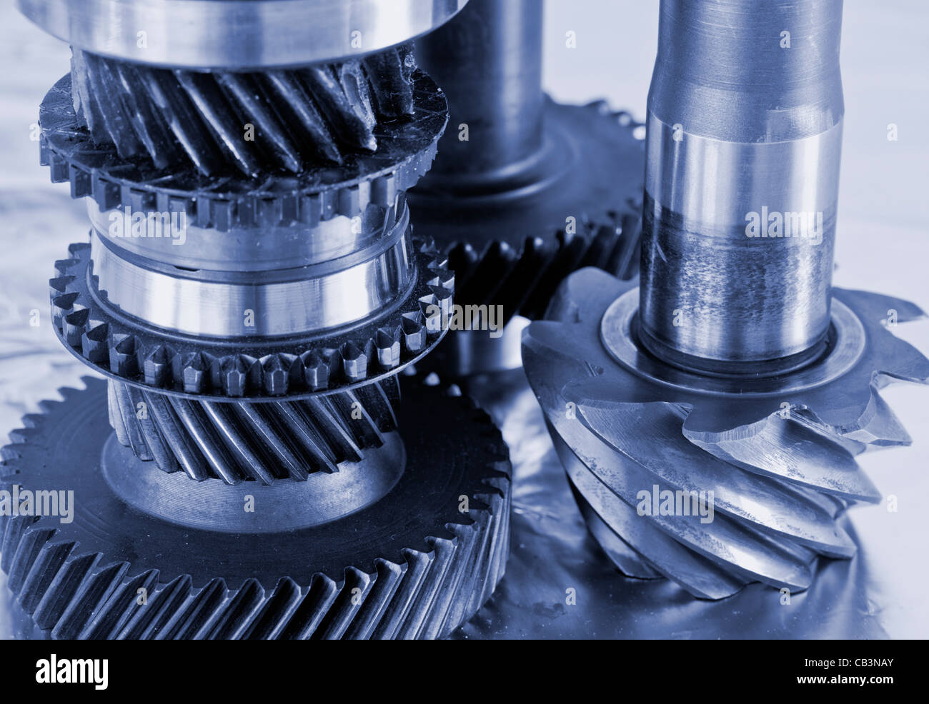 Toned background image of cogwheel and pinion engineering gears Stock