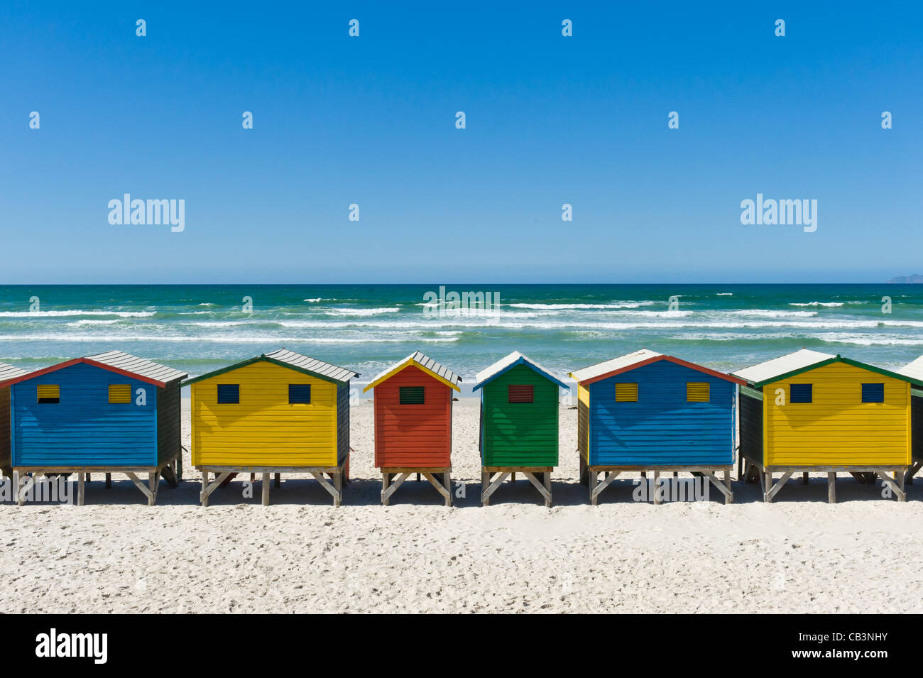 Colorful beach huts Muizenberg Western Cape South Africa Stock Photo