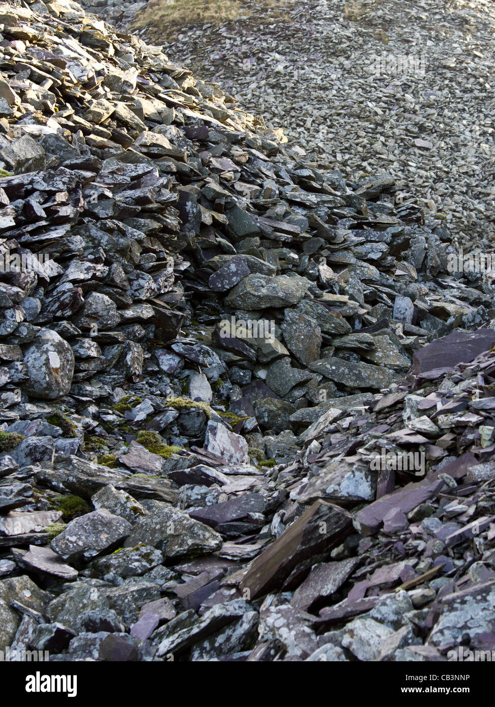Detail of slate quarry waste tip Stock Photo