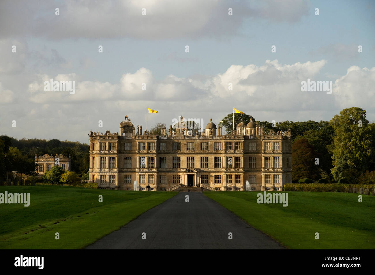 A view of Longleat House Wiltshire  in waning evening sunlight Stock Photo