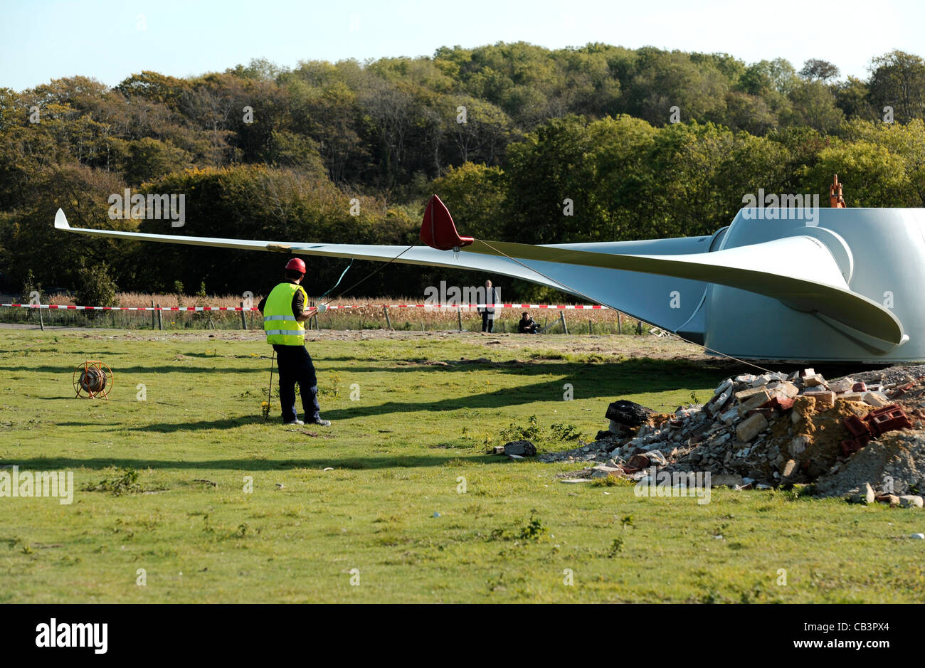 Wind turbine installed on Mill Plane, by Glyndebourne opera house Stock Photo