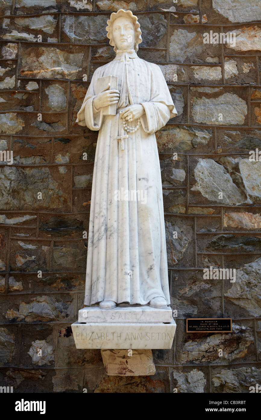 A closeup of the statue of St. Elizabeth Ann Seton, Corpus Christi Chapel, Mount Saint Mary's University, Emmitsburg, Maryland. Stock Photo