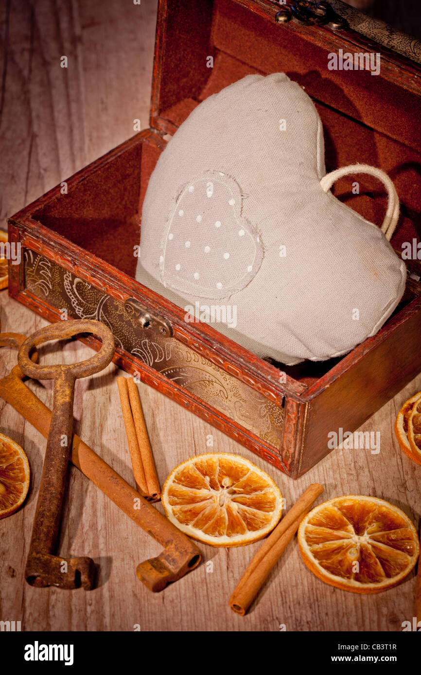 Love heart safe in a treasure chest Stock Photo Alamy