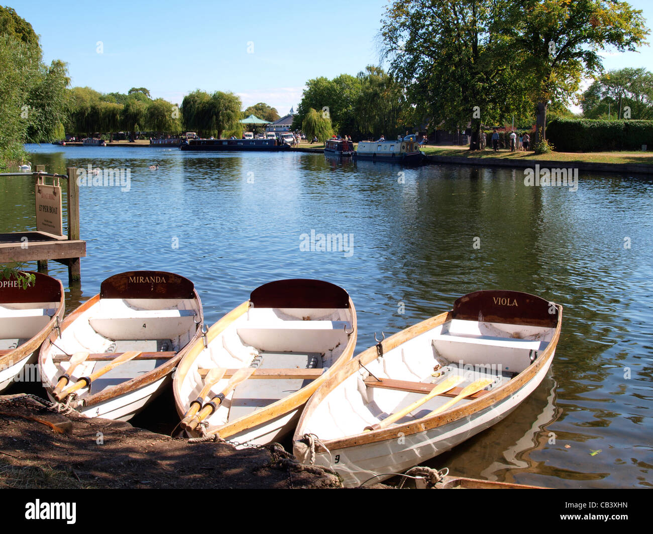 Rowing boats on the Stratford upon Avon Canal, Warwickshire, UK Stock Photo