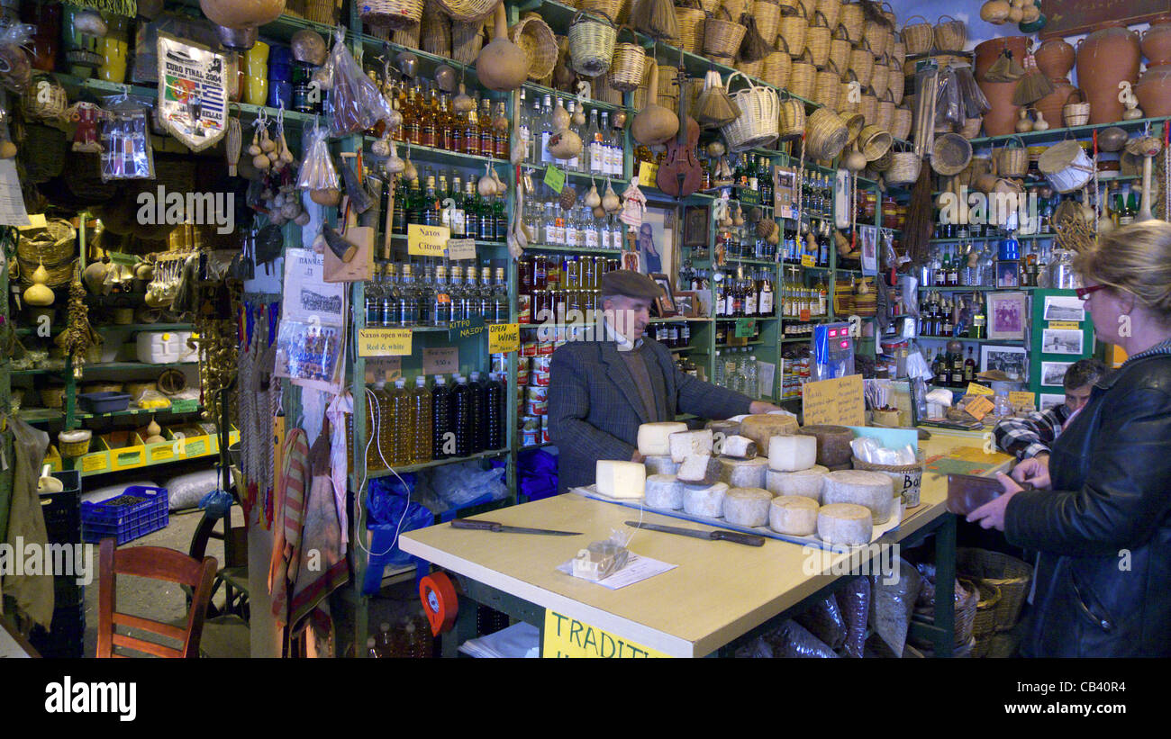 greece cyclades naxos town a shop selling local products Stock Photo