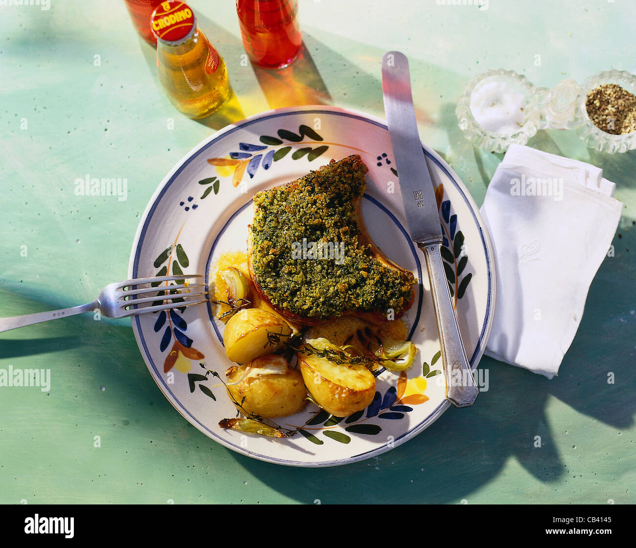 Pork chop with herbage crust (Costolette alla fiorentina) Stock Photo