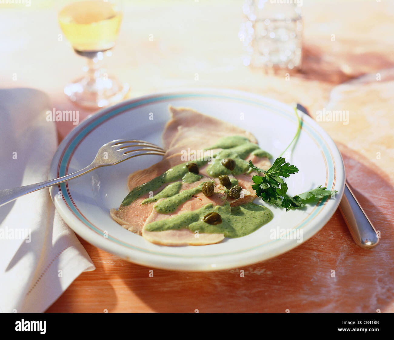 Veal with parsley - caper - sauce(Vitello con salsa verde Stock Photo ...