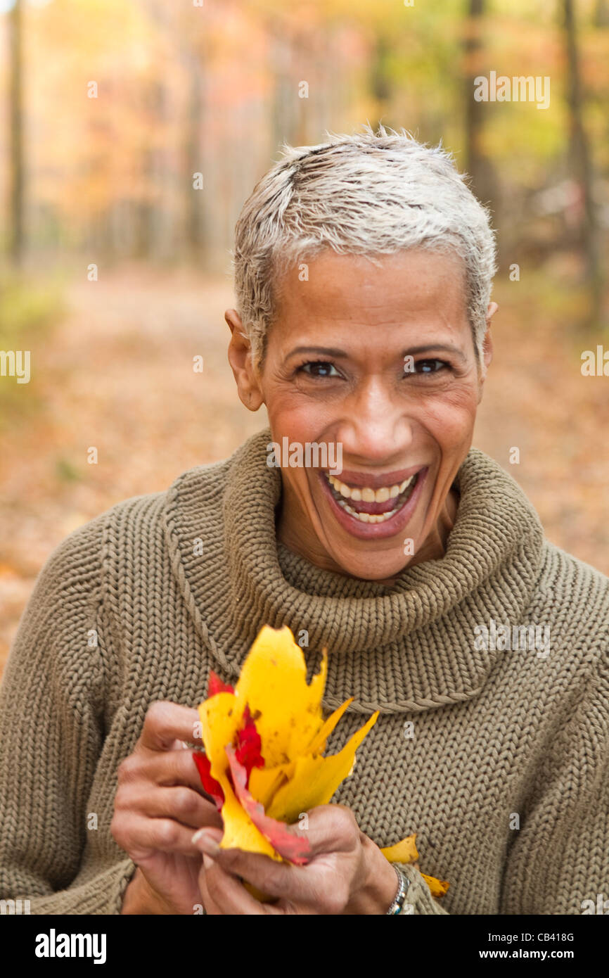 Mature woman outdoors autumn hi-res stock photography and images - Alamy