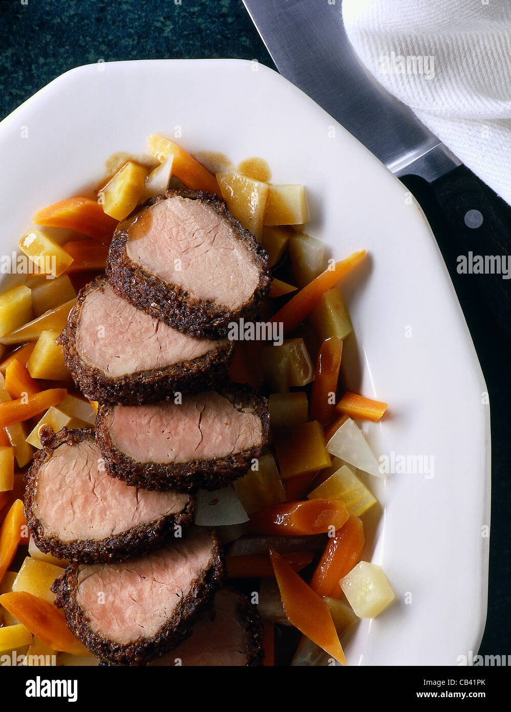 Fillet of pork in wholemeal with vegetables Stock Photo
