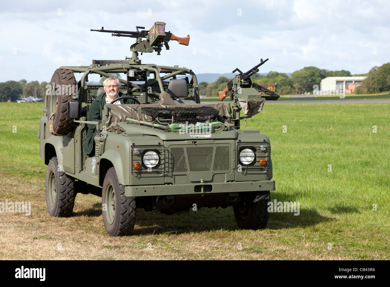 Land Rover Defender in the Military parade at Dunsfold Wings and Wheels 2011 Stock Photo