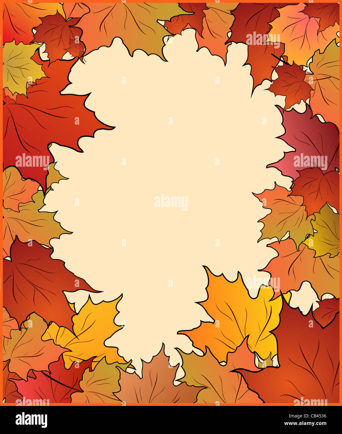 Illustration of autumn frame made in maples - vector Stock Photo - Alamy