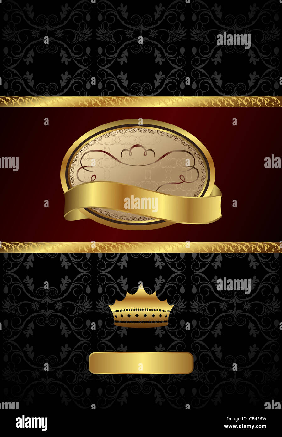 Illustration royal background with golden frame and heraldic crown ...