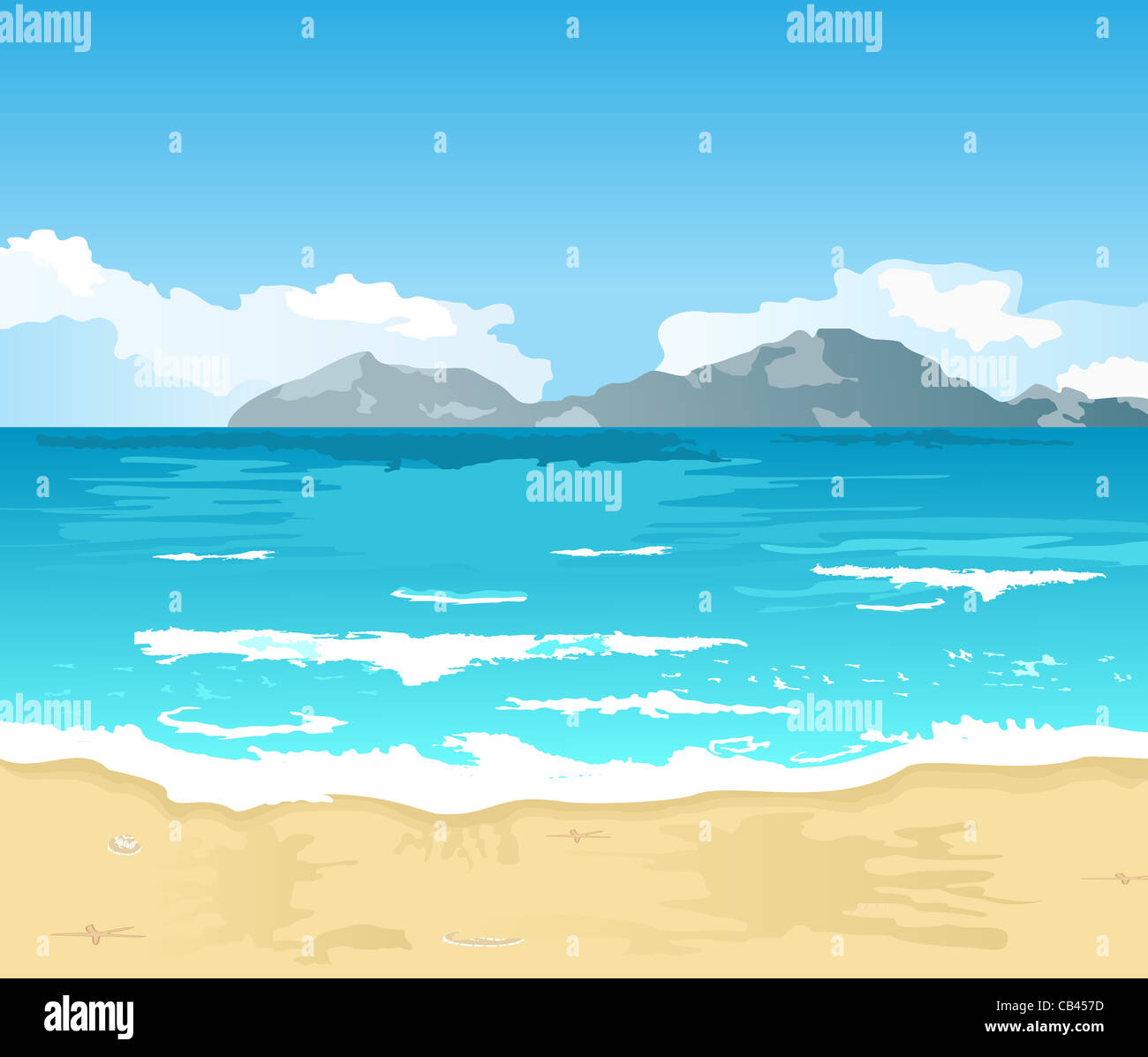 Illustration beautiful summer background with beach - vector Stock ...