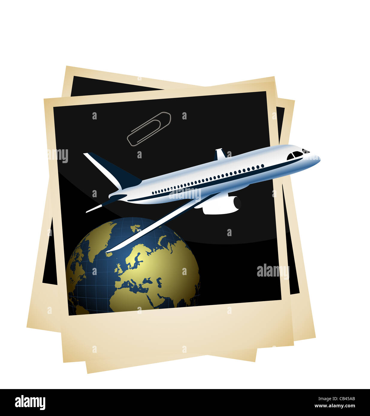 Illustration a conceptual composition of the plane taking off from