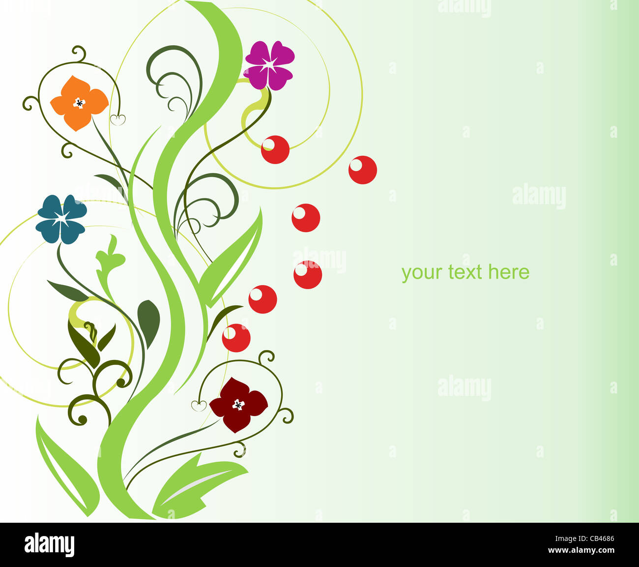 Illustration greeting card with flowers - vector Stock Photo - Alamy