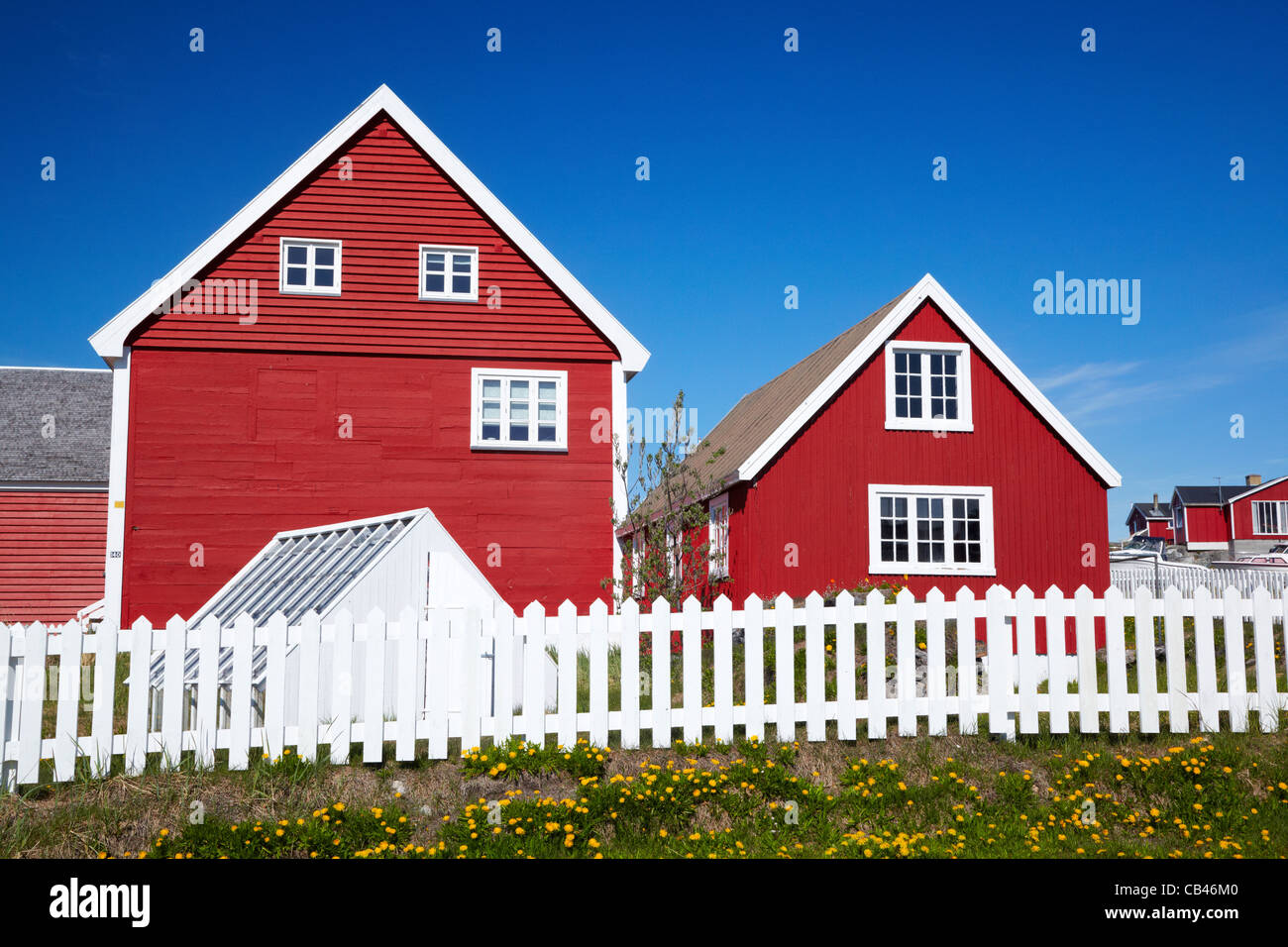 Red houses, Nuuk, Greenland Stock Photo Alamy