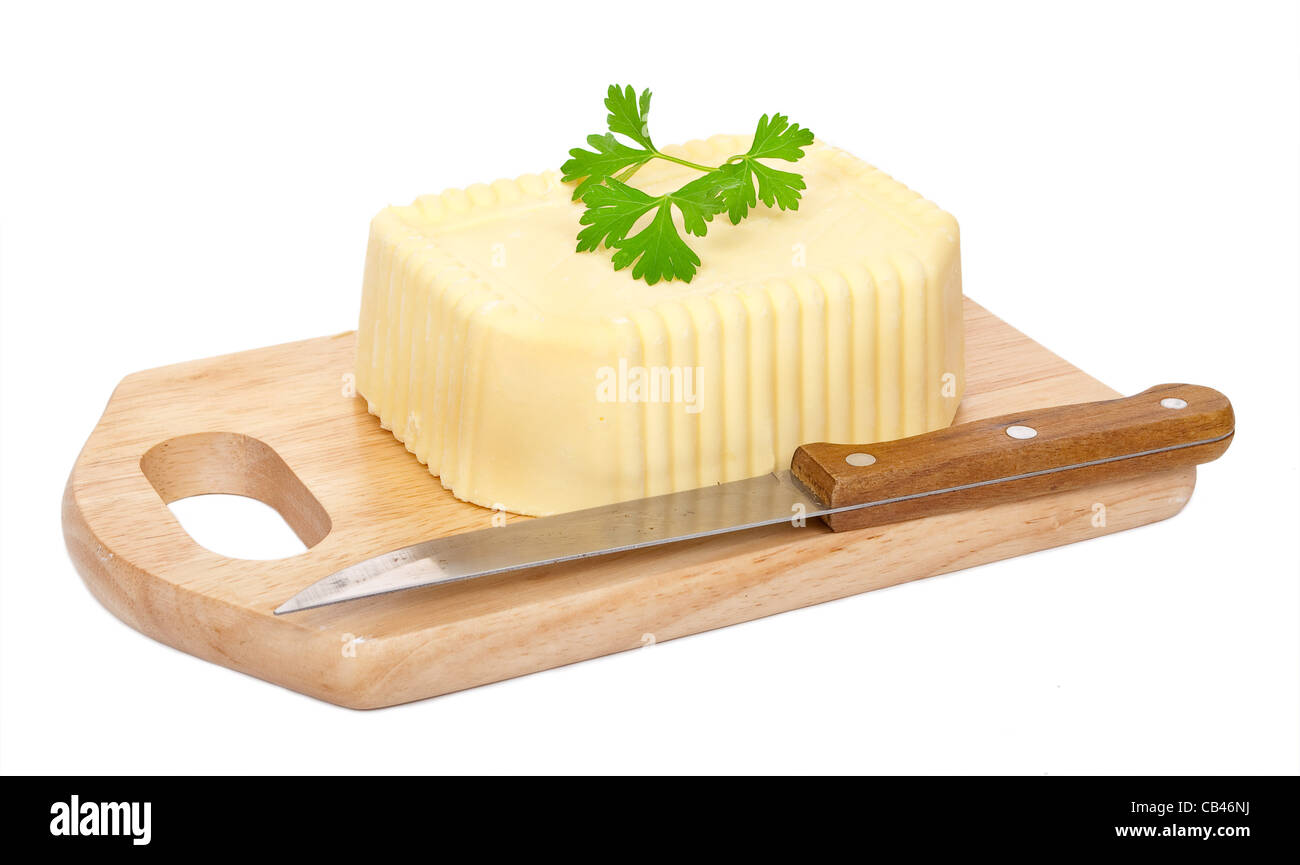 Butter with knife Stock Photo Alamy
