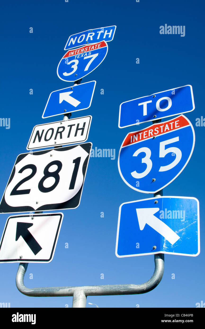 Interstate Highway sign Texas Stock Photo