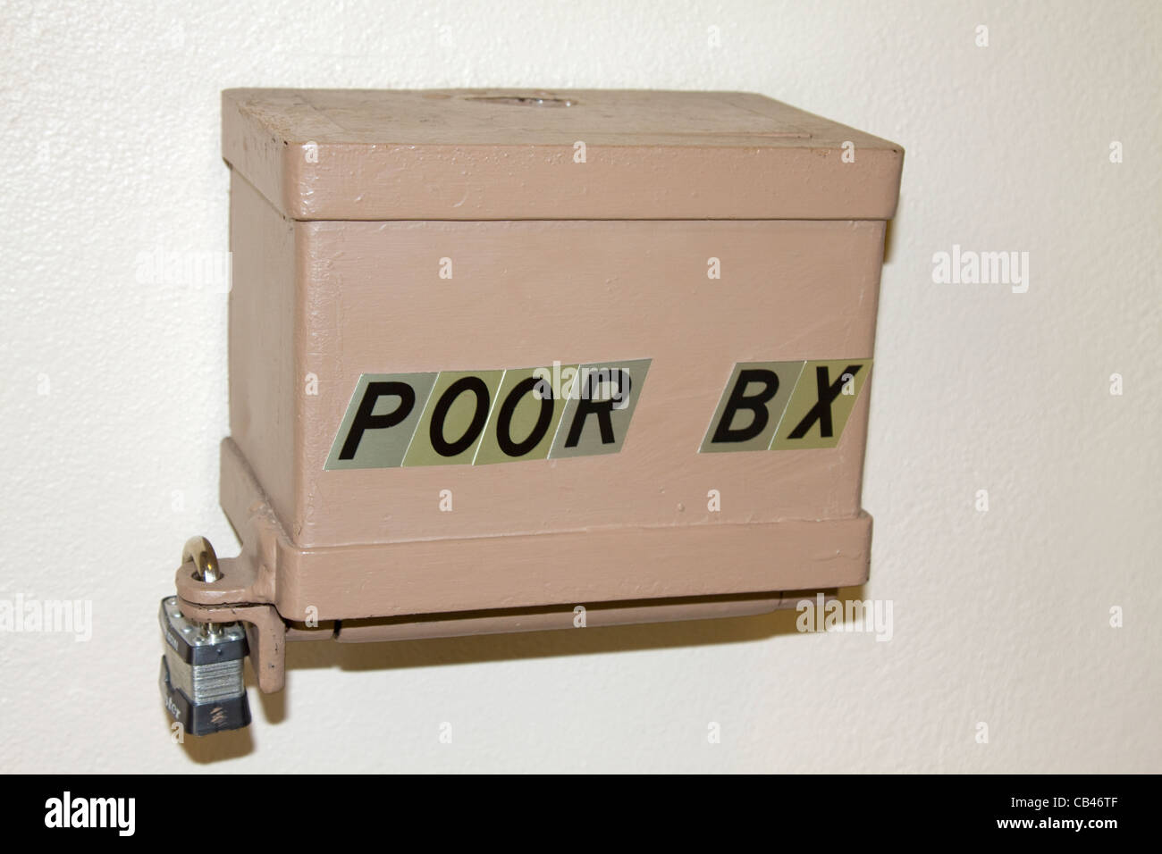 Poor Box With Padlock For Church Offerings San Antonio Texas Stock