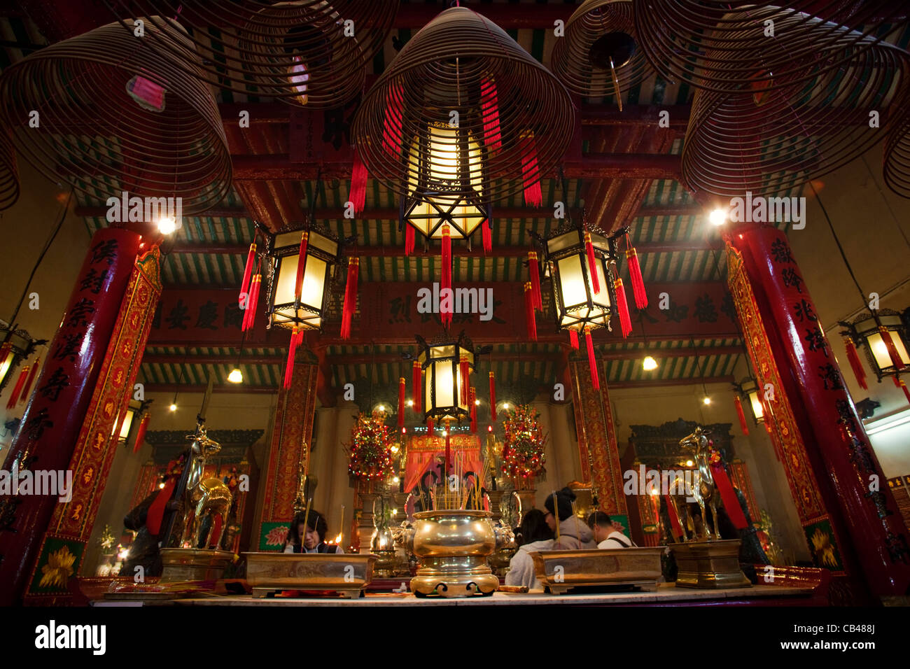 China Hong Kong Hollywood Road Interior Of Man Mo Temple Stock Photo china-hong-kong-hollywood-road-interior-of-man-mo-temple-stock-photo
