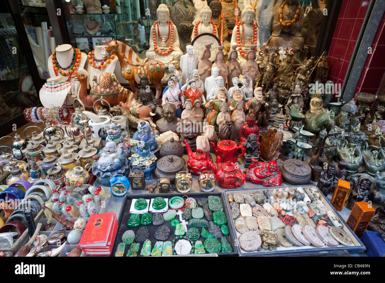 China, Hong Kong, Hollywood Road, Antique Shop Display in Cat Street Stock Photo