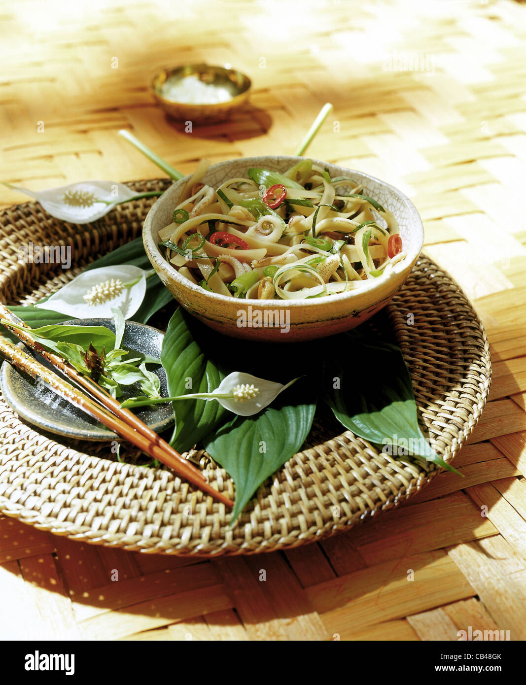Rice noodles with seafood Stock Photo Alamy