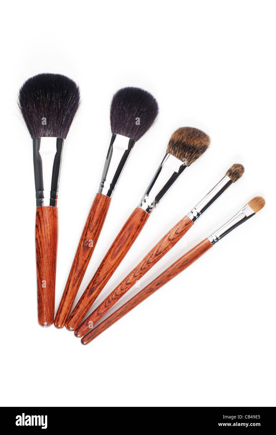 Set of makeup brushes isolated on white Stock Photo