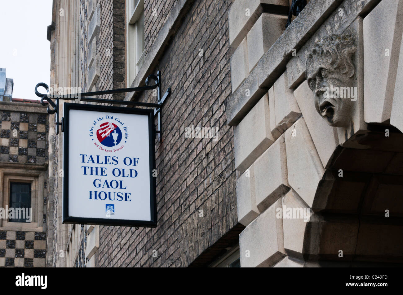 Sign for the 'Tales of the Old Gaol House' attraction in King's Lynn. Stock Photo