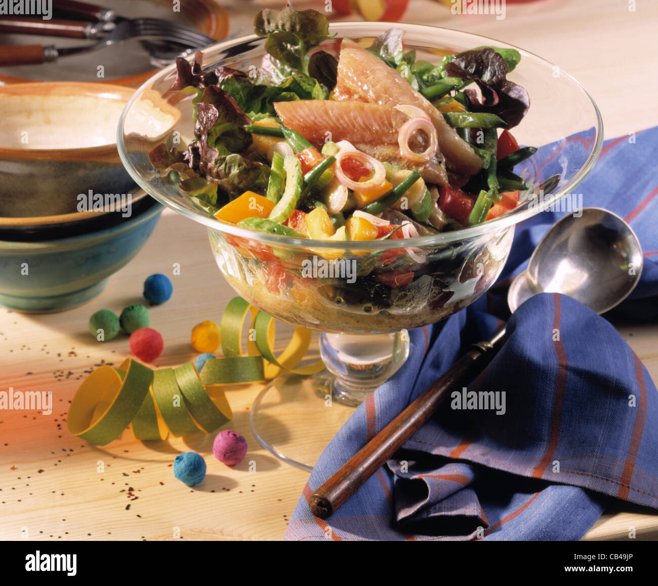 Bean salad with matjes (herring Stock Photo Alamy