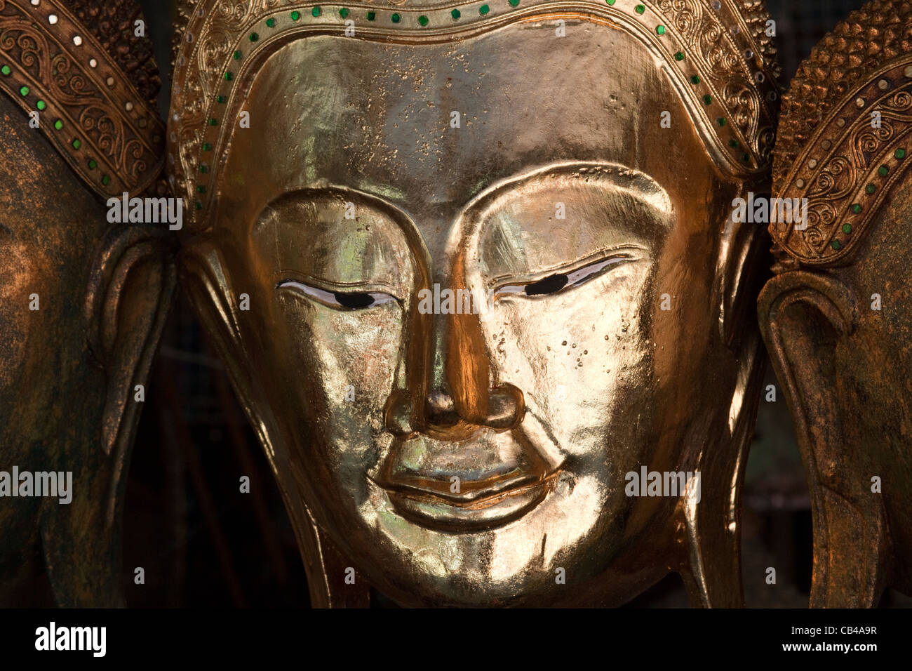 Thailand, Chiang Mai, Souvenir Mask Display at Doi Suthep Stock Photo