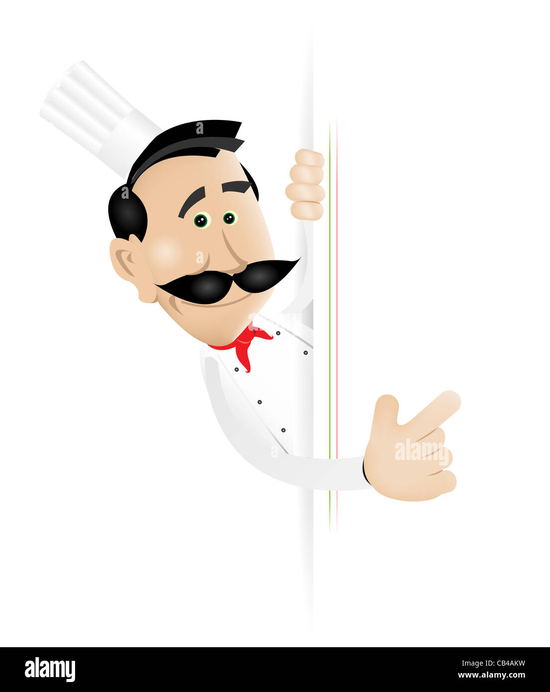 Illustration of a cartoon white cook man holding A Blank sign to put ...