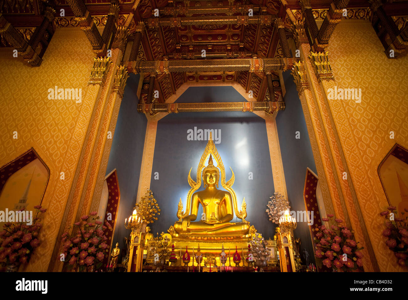 Thailand, Bangkok, Wat Benchamabophit, Buddha Statue in the Marble ...