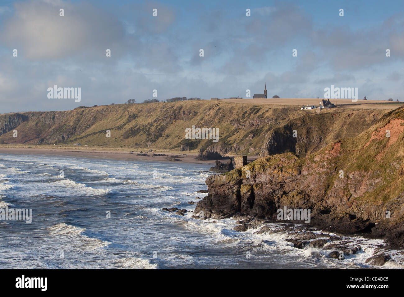 North east Scottish coastline at St Cyrus near Montrose. Stock Photo