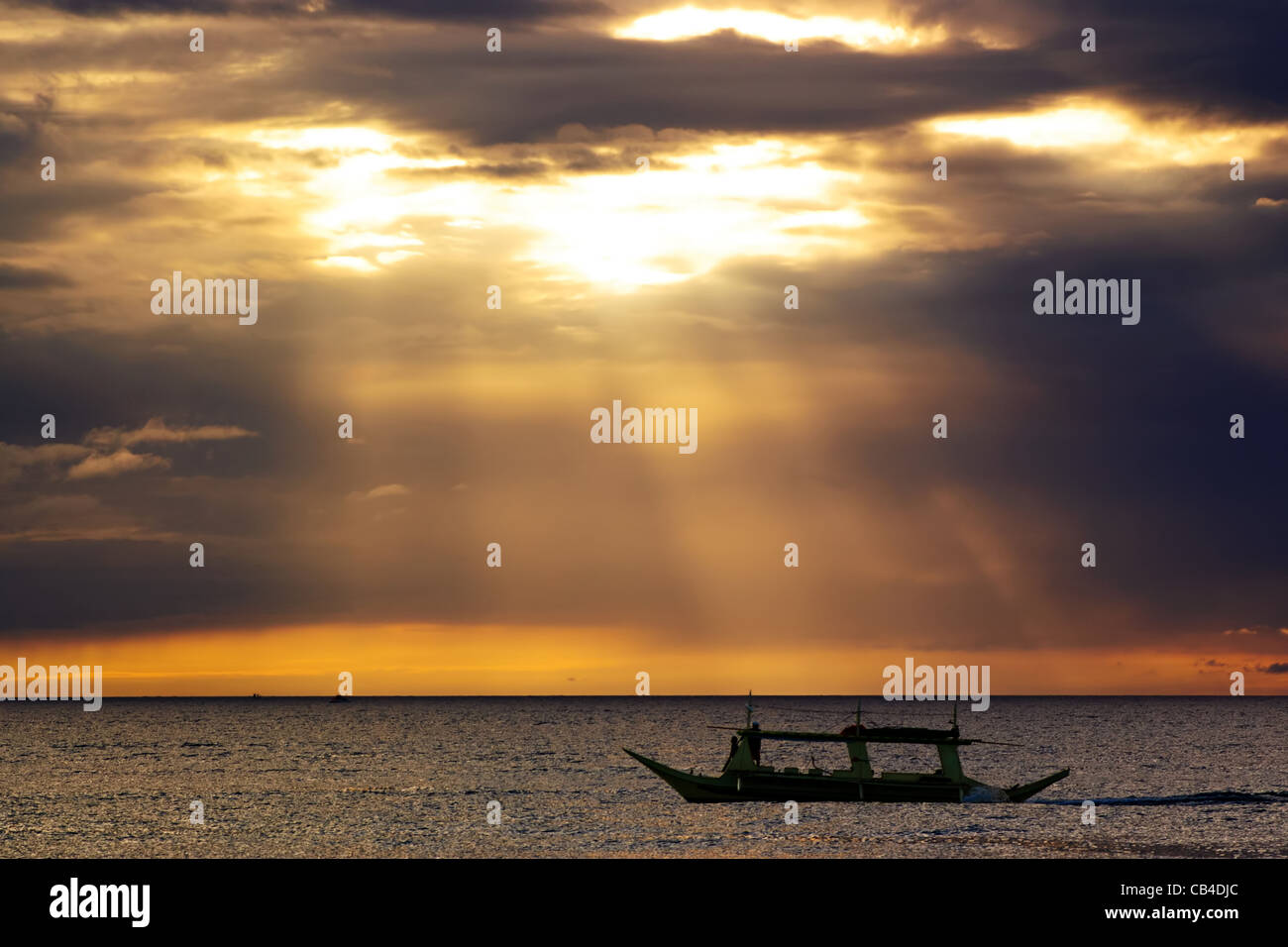 Ocean sunset landscape in Boracay island, Philippines Stock Photo