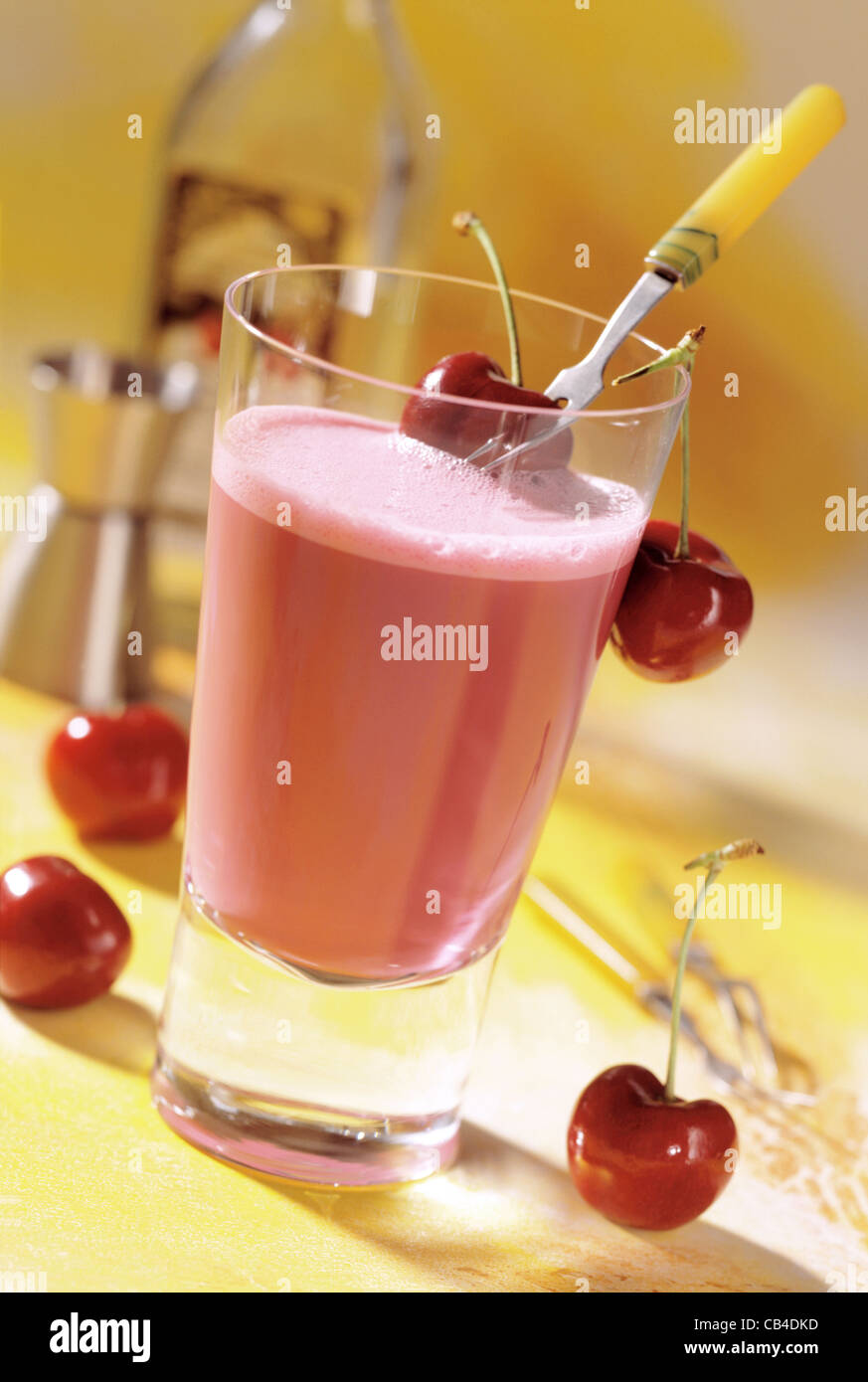 Cherry milk drink Stock Photo Alamy