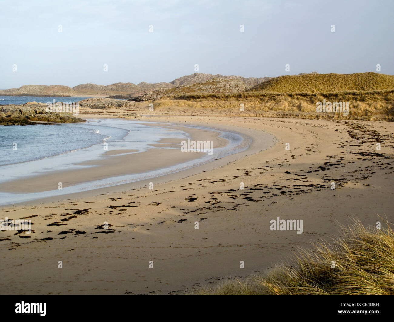 Sandy bay beach on West coast of Isle of Coll Inner Hebrides Scotland Stock Photo