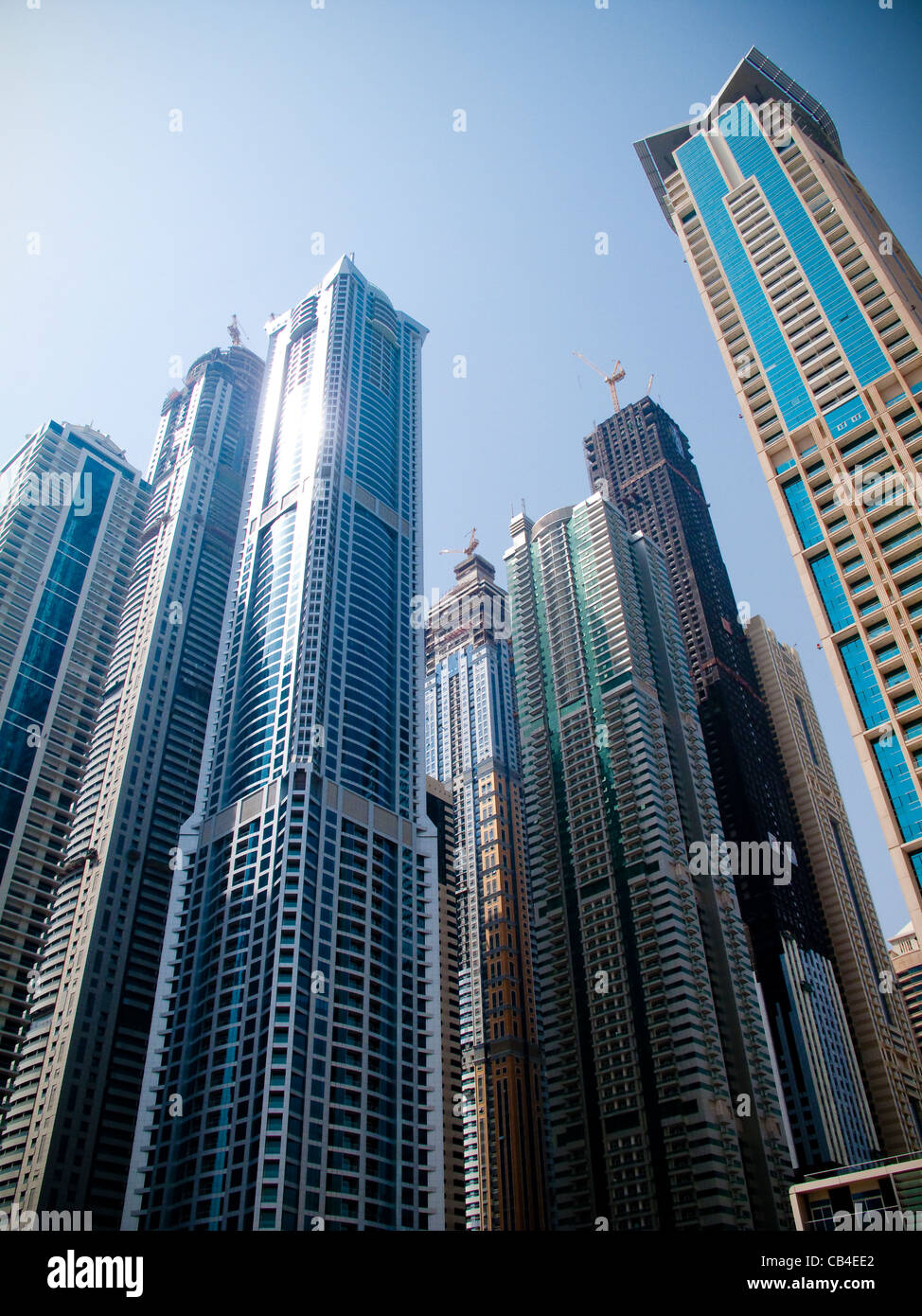 Marina Heights Towers apartments Dubai UAE with skyscrapers Stock Photo