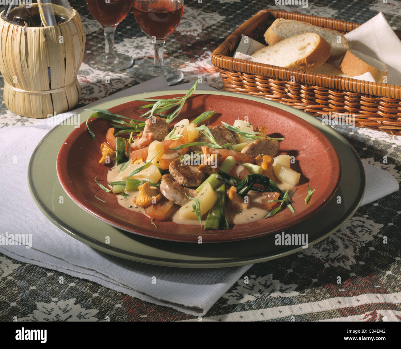 Sauté with chantrelle and cucumber Stock Photo Alamy