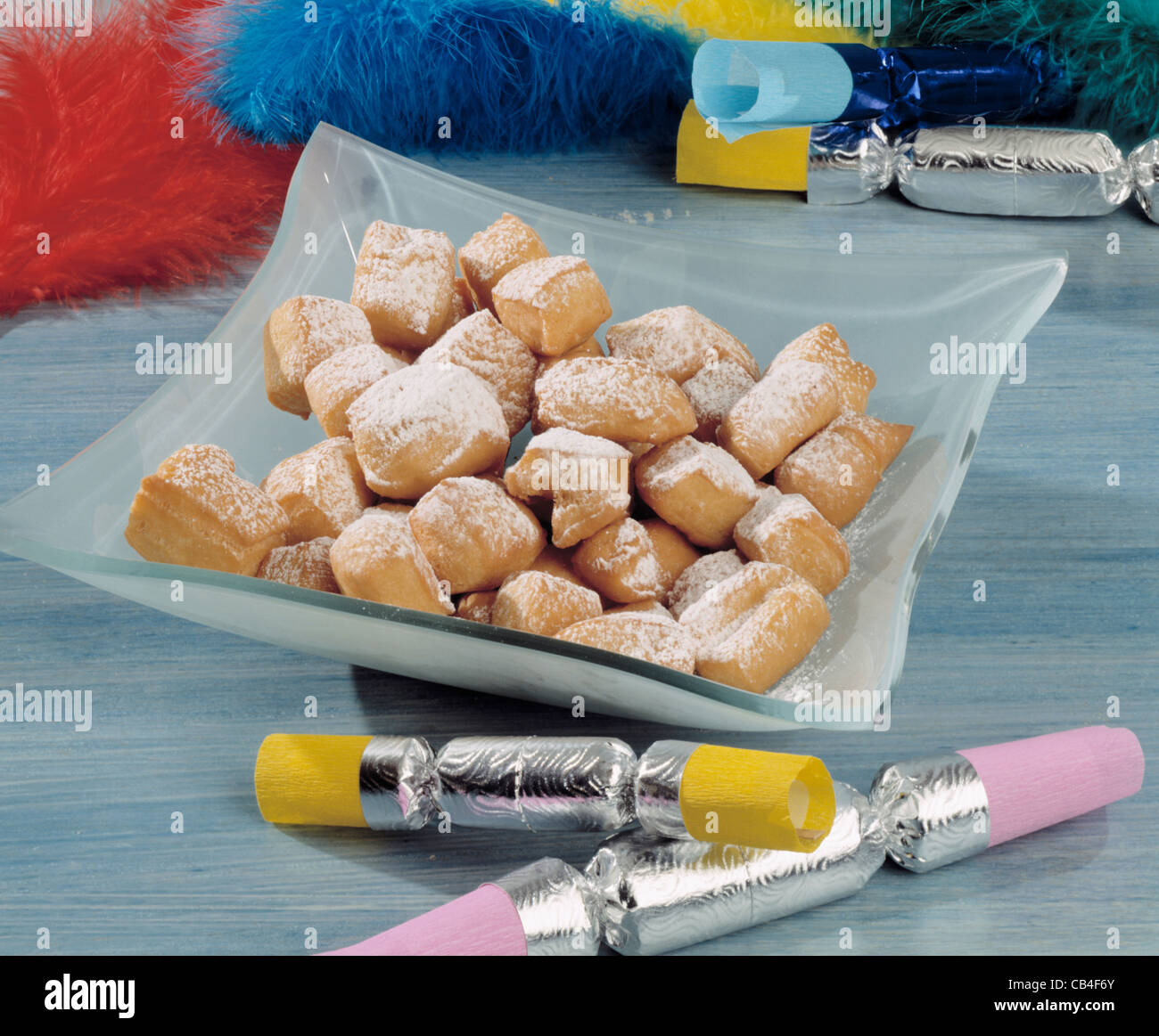 Deep fried pastry with icing sugar Stock Photo Alamy