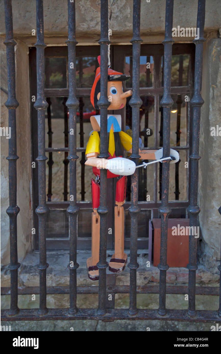 Pinocchio model puppet outside museum in Spain 110516 Spain Stock Photo