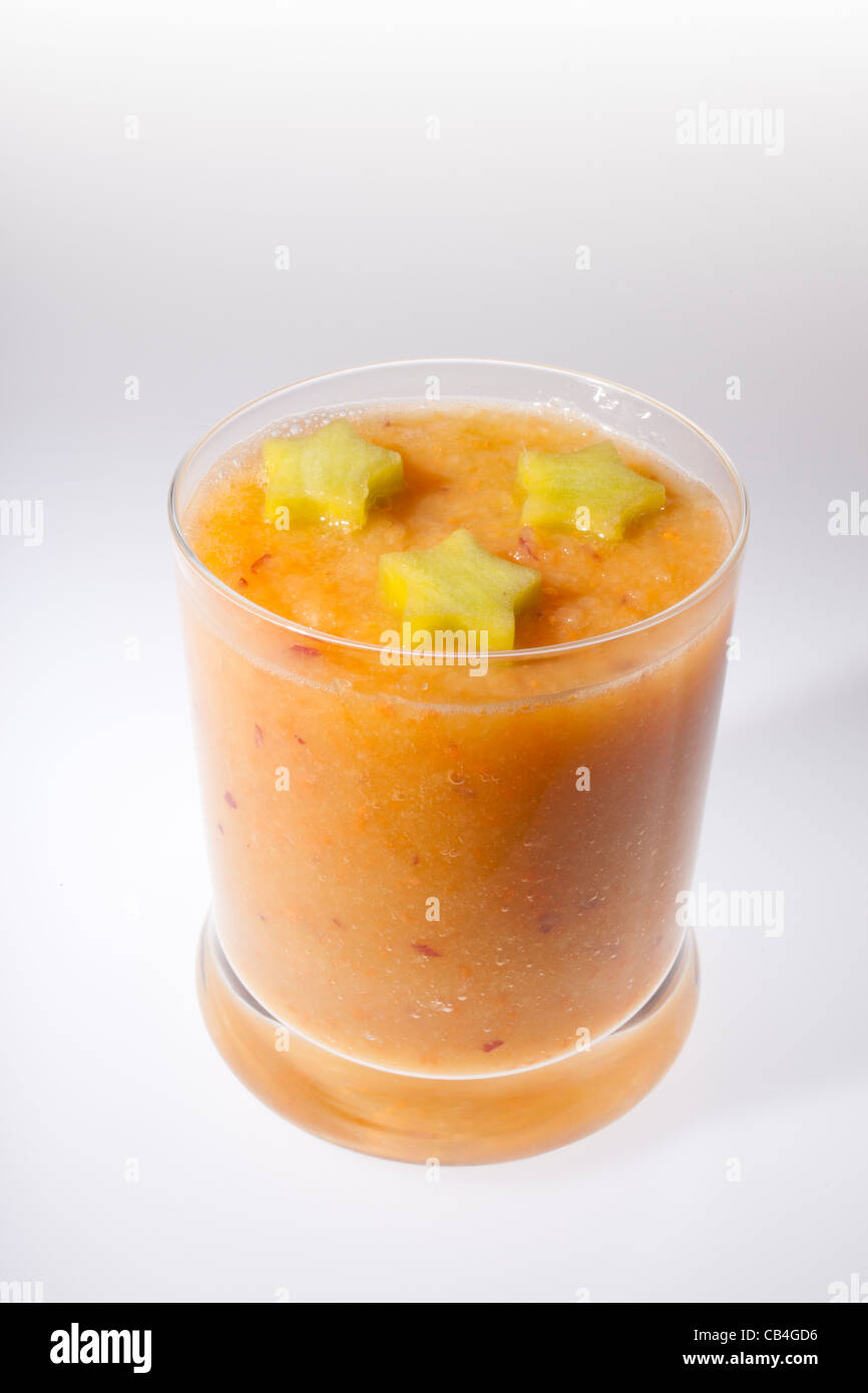 glass with blended fruits decorated with the stars Stock Photo