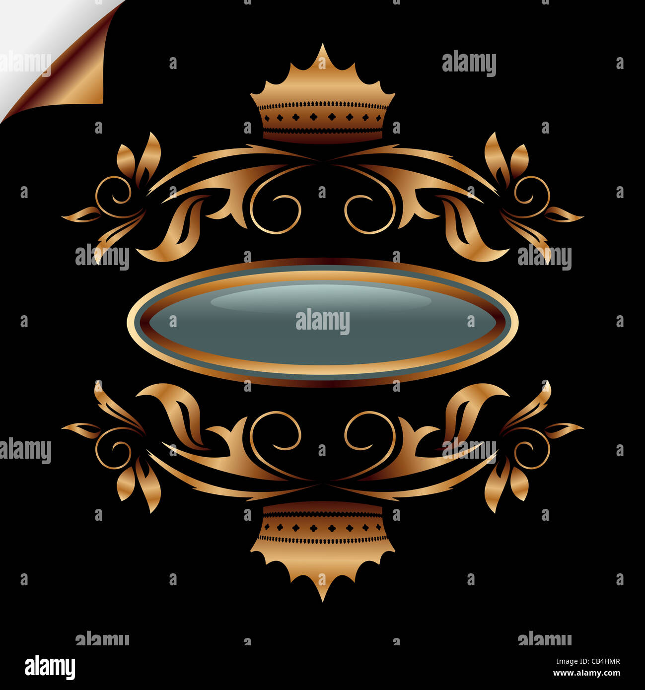 Illustration ornate decorative background with crown - vector Stock