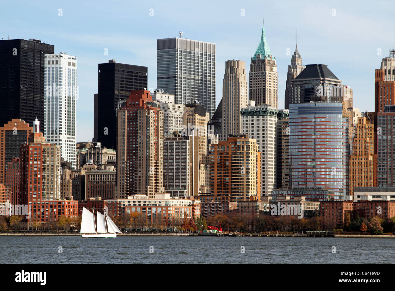 Lower Manhattan, New York City, USA, as viewed from Liberty State Park, New Jersey. Stock Photo